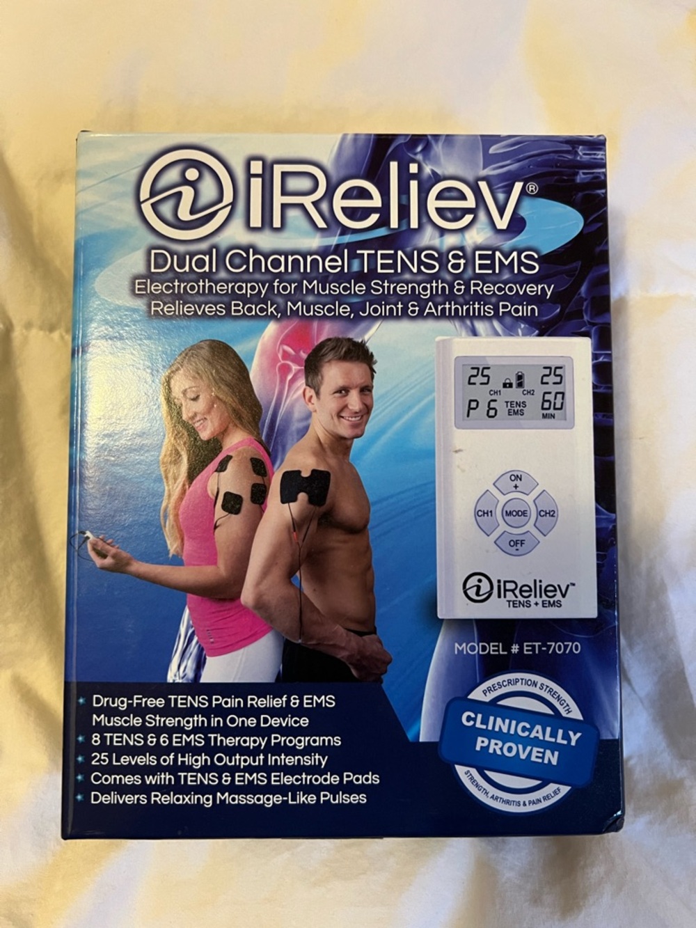 iReliev Dual Channel TENS & EMS Device - FREE Shipping!